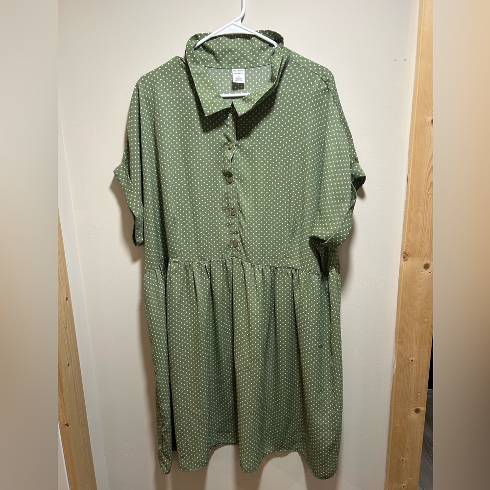 Melrose and Market Olive Polka Dot Blouse